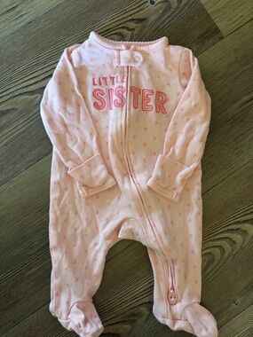 Carter's Pink "Little Sister" Footed One-Piece Sleeper